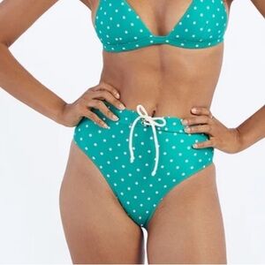 Summersalt Green Polka Dot High-Waisted Lace up Bikini Bottom